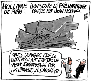 l'inauguration de la "Philharmonie de Paris" par le Prsident Hollande s'est droule sans son architecte, Jean Nouvel, boudeur